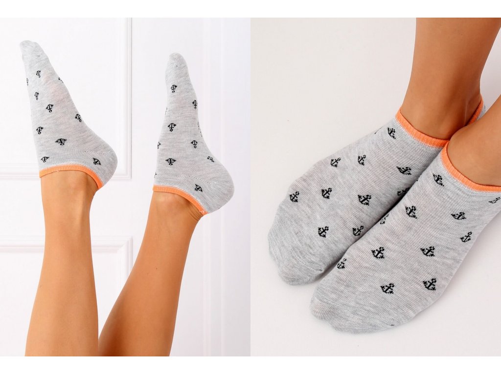 Dámské ponožky s kotvami Lizbeth šedé