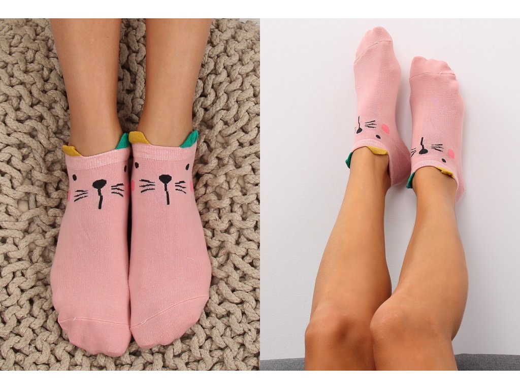 Dámské ponožky s oušky Adisson růžové