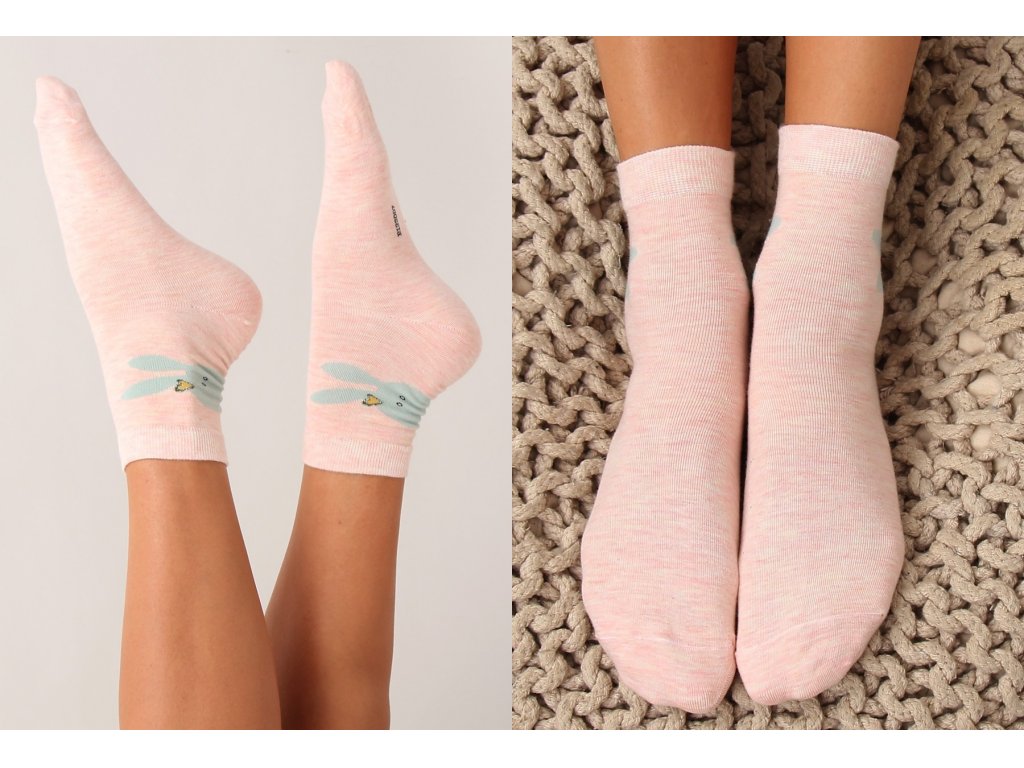 Dámské ponožky se zajícem Lorainne růžové