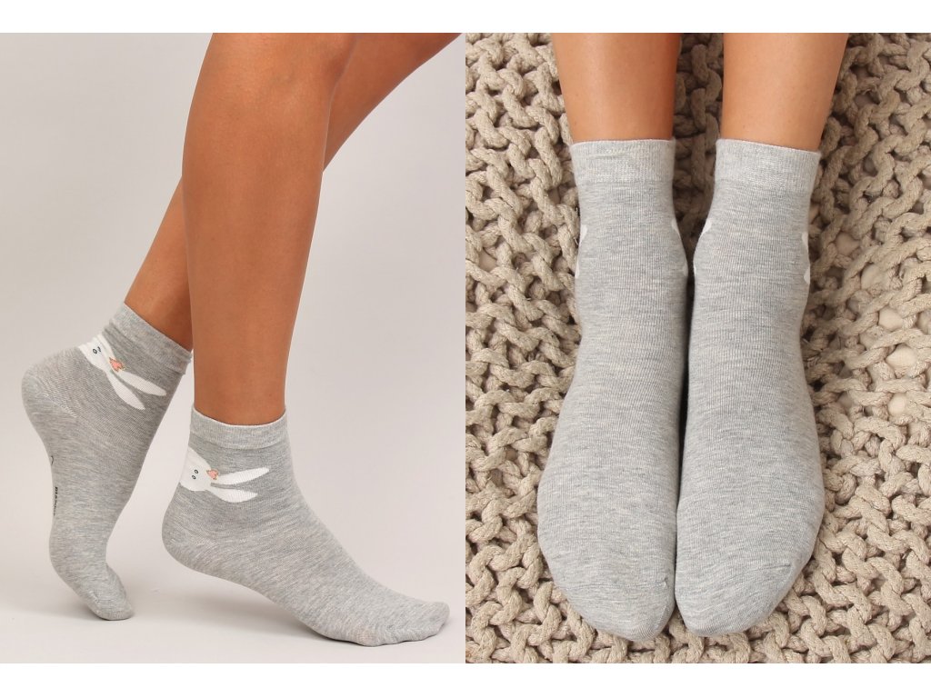 Dámské ponožky se zajícem Lorainne šedé