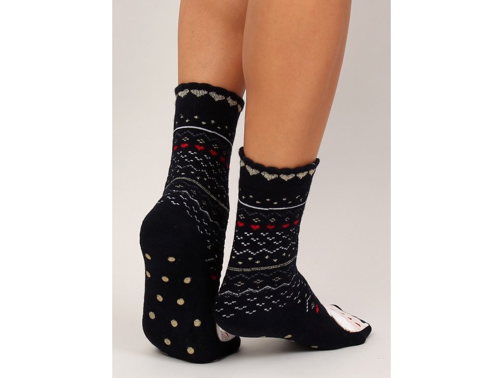 Dámské protiskluzové thermo ponožky s potiskem Cherette granátové