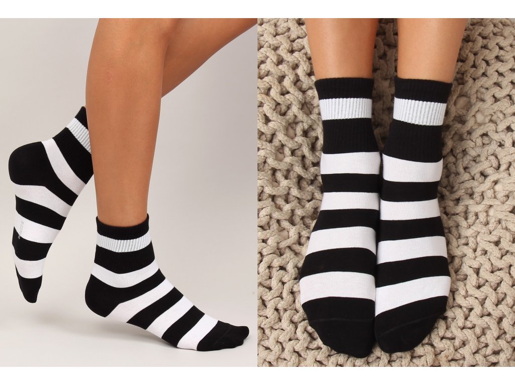 Dámské proužkované ponožky Jennica černobílé