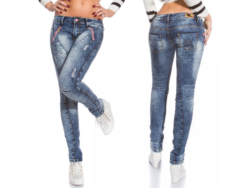 Dámské skinny džíny v sepraném vzhledu Koucla