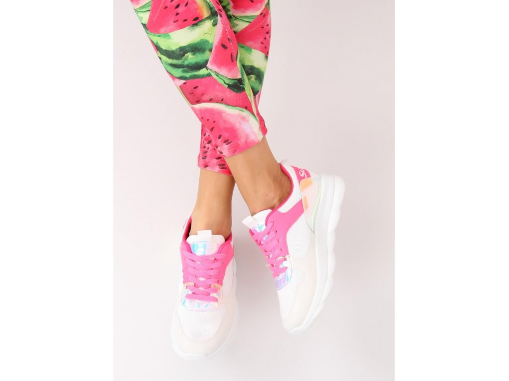 Dámské sportovní boty s hologramem Hannah bílé/růžové