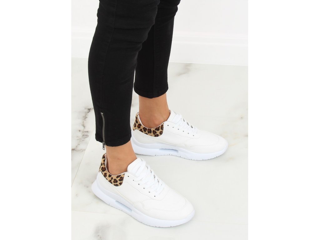 Dámské sportovní boty s leopardím vzorem Kiarra bílé