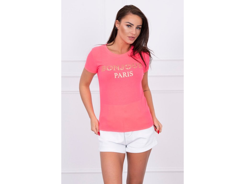 Dámské tričko BONJOUR PARIS Reene neonově růžové