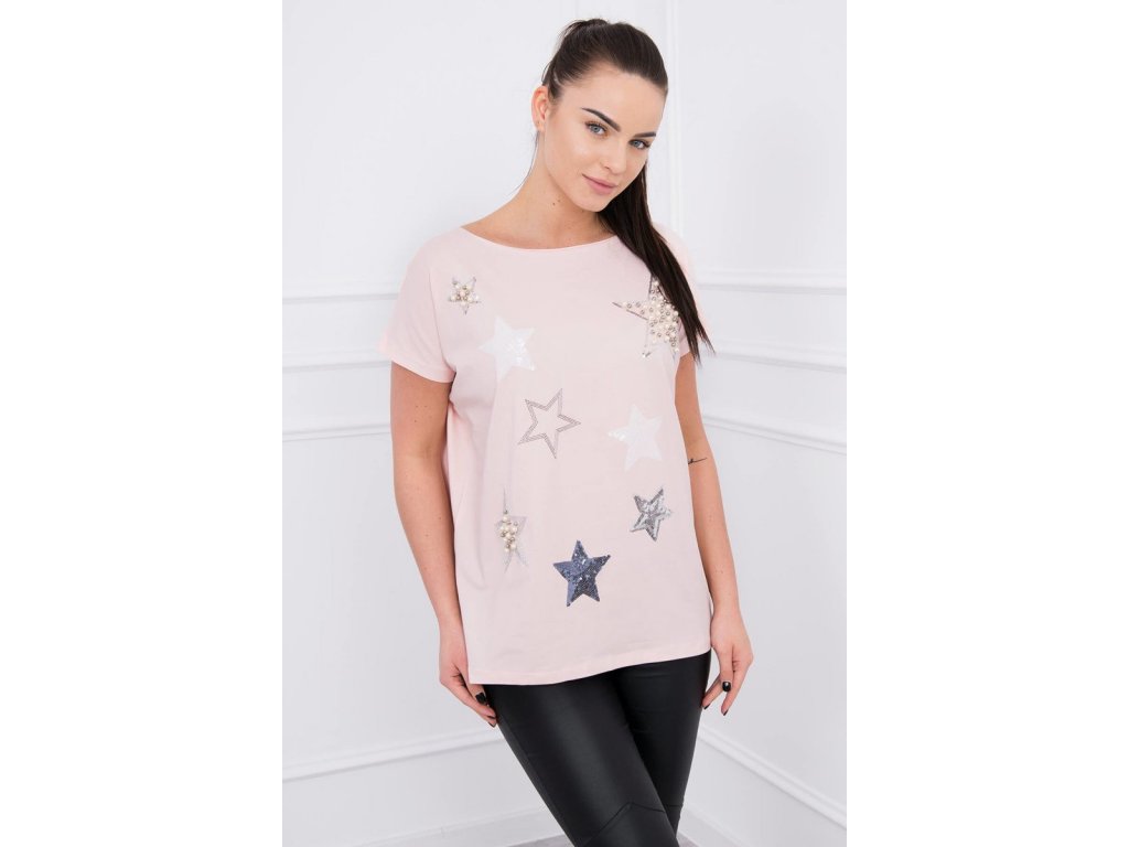 Dámské tričko s hvězdičkami Allana pudrově růžové