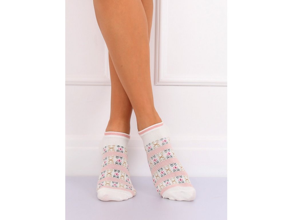 Dámské vzorované kotníkové ponožky Connie bílé