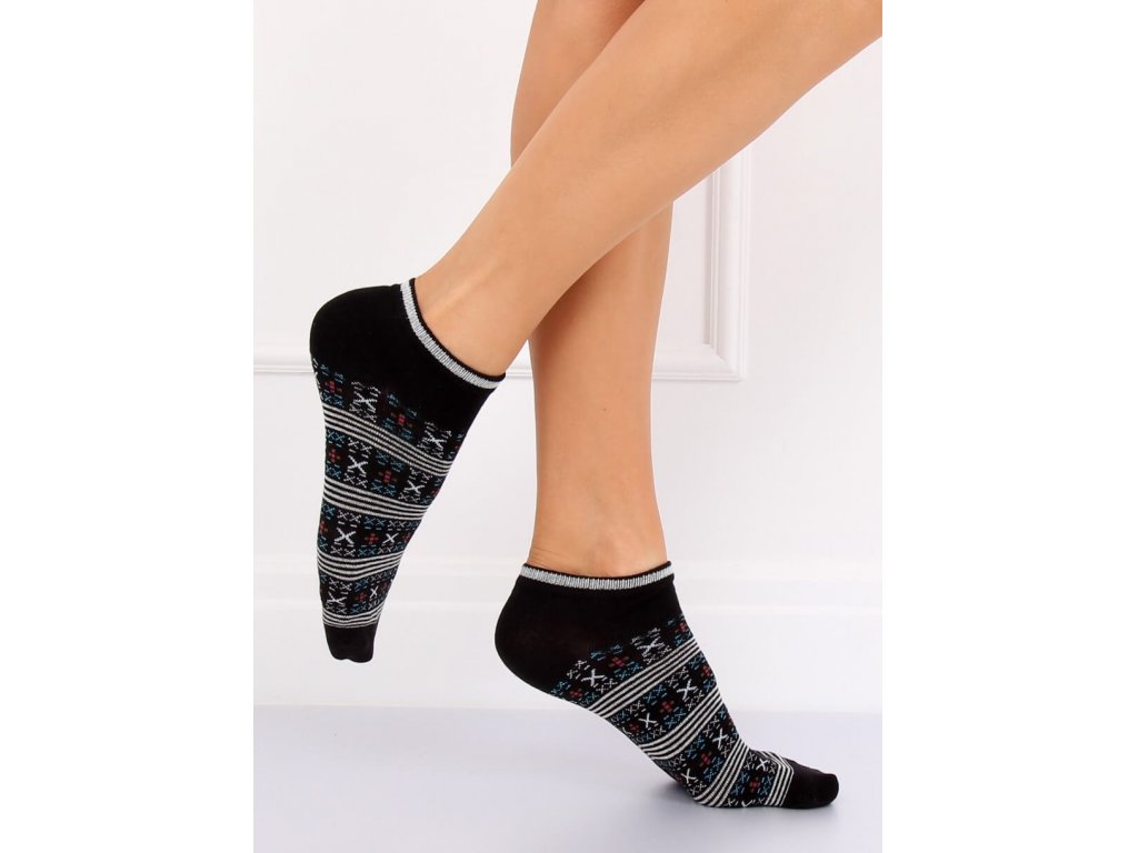 Dámské vzorované kotníkové ponožky Connie černé