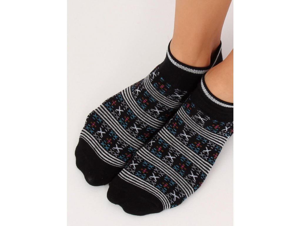 Dámské vzorované kotníkové ponožky Connie černé