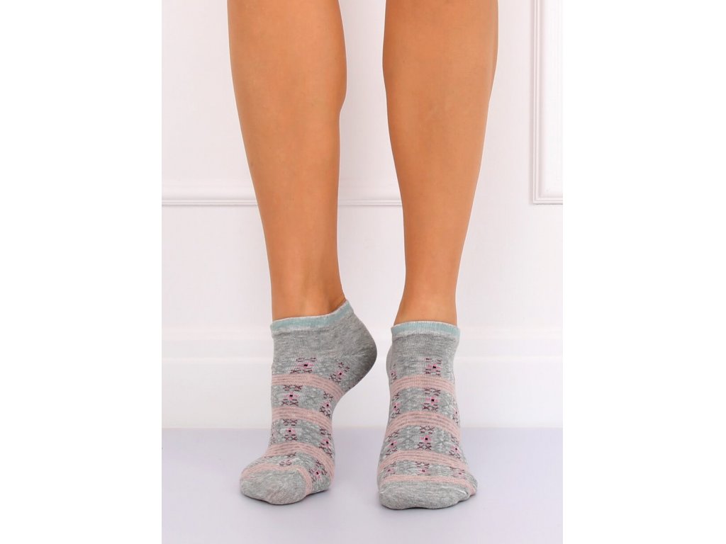 Dámské vzorované kotníkové ponožky Connie šedé