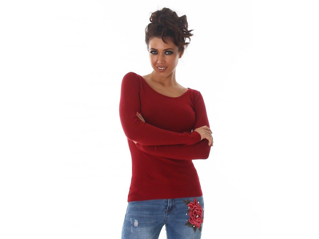 Dámský basic pulovr červený