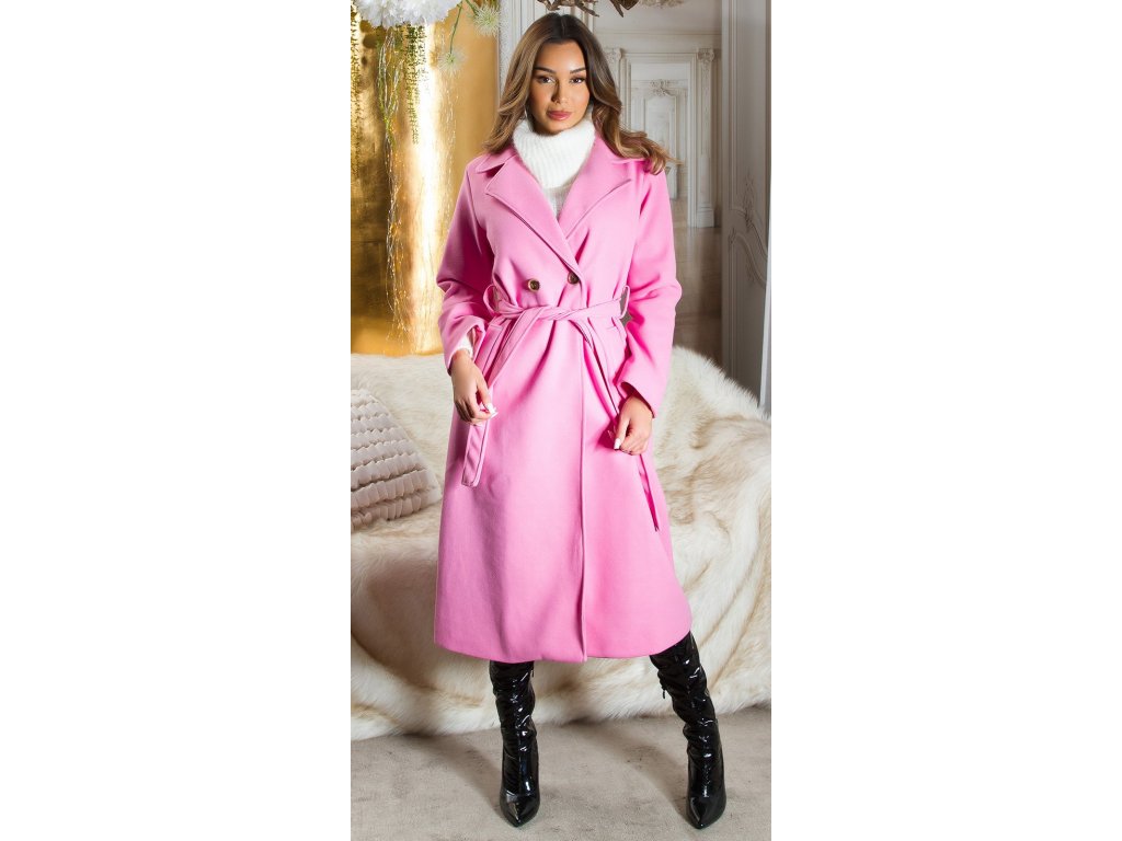 Dámský dlouhý kabát Myranda růžový