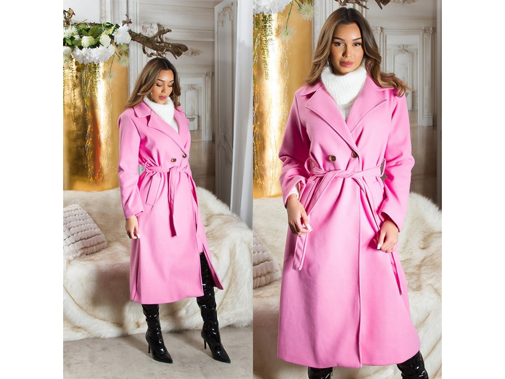 Dámský dlouhý kabát Myranda růžový