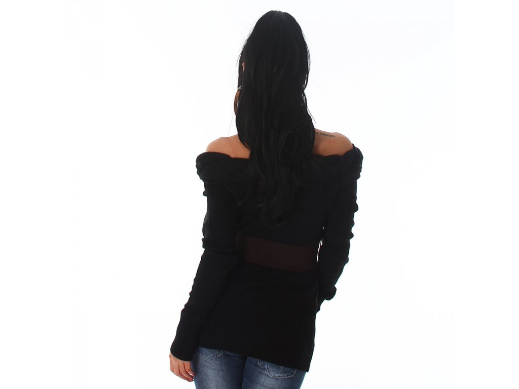 Dámský dlouhý svetr s páskem Anora černý