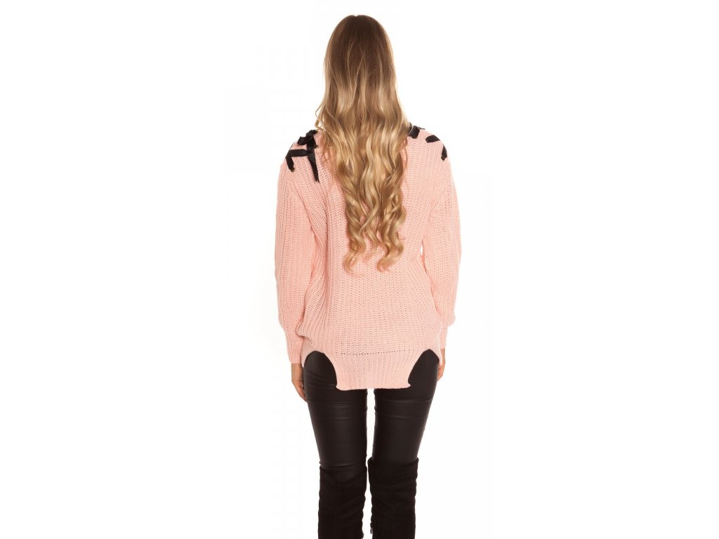 Dámský pletený svetr s mašličkami Koucla růžový