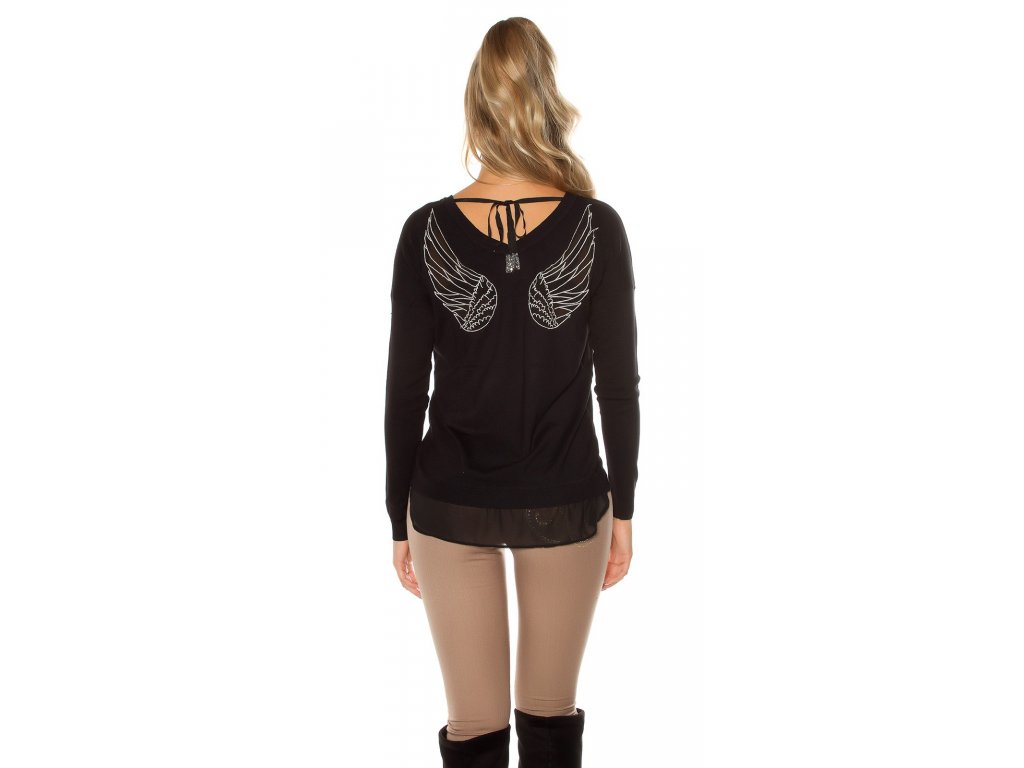 Dámský svetr s andělskými křídly KouCla černý