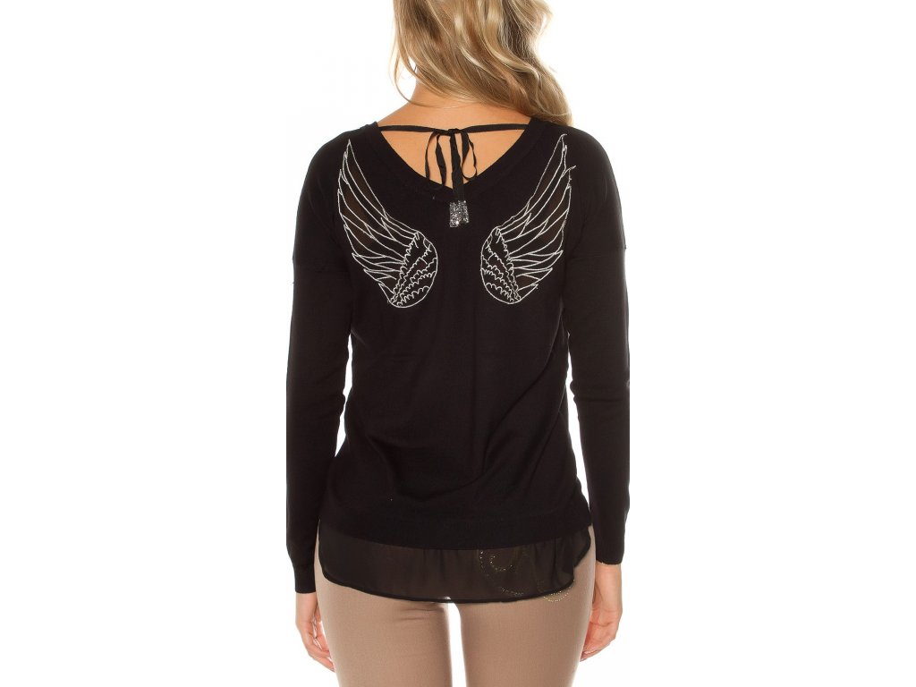 Dámský svetr s andělskými křídly KouCla černý