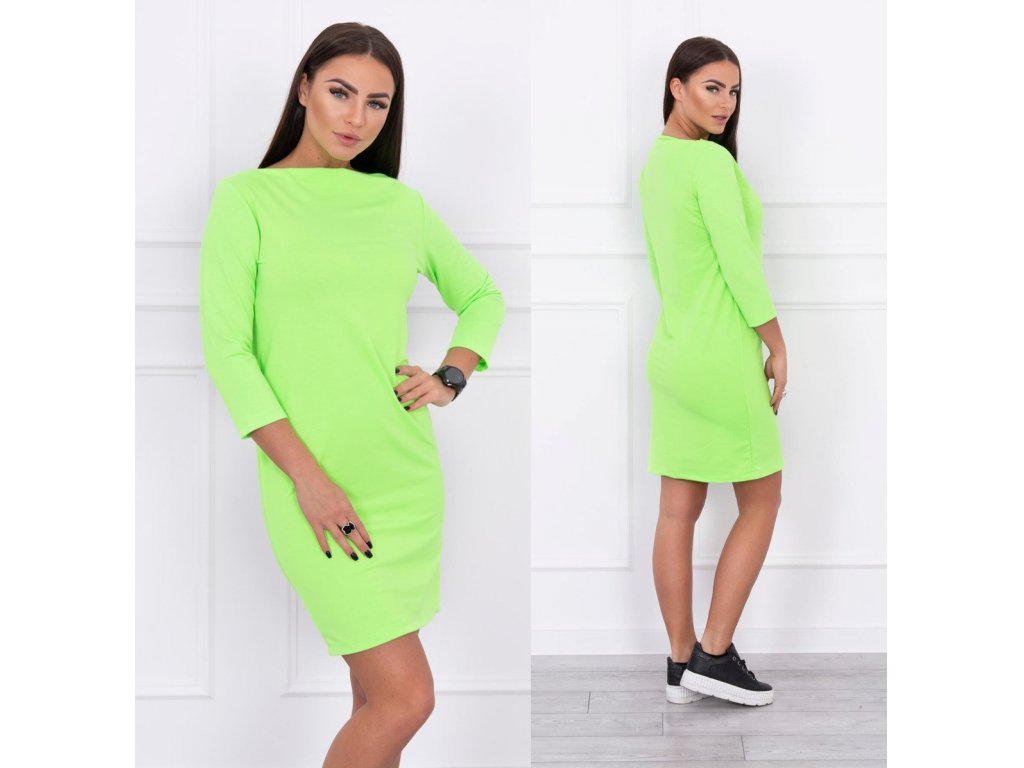 Denní šaty s 3/4 rukávem Dinah neonově zelené