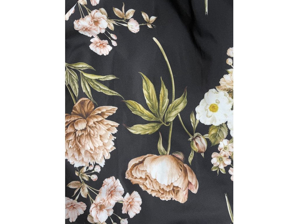 Dlouhé květované šaty s páskem Adeline černé