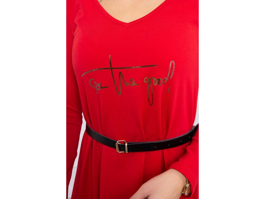 Dlouhé/midi asymetrické šaty s páskem Iesha červené