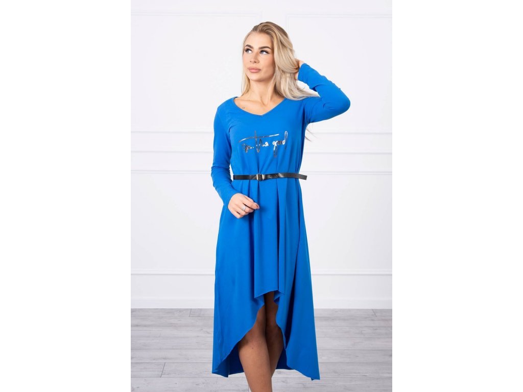 Dlouhé/midi asymetrické šaty s páskem Iesha královsky modré