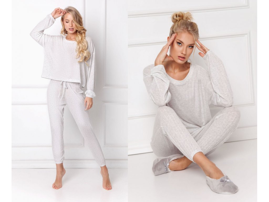 Dlouhé pyžamo/domácí oblečení Almira šedé