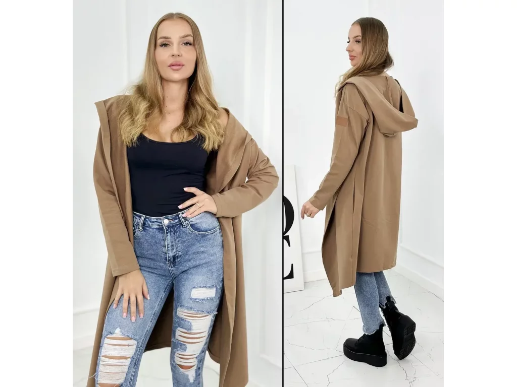 Dlouhý asymetrický cardigan Mikayla camel