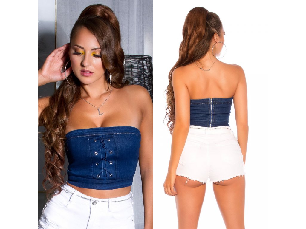 Džínový crop top Madisyn