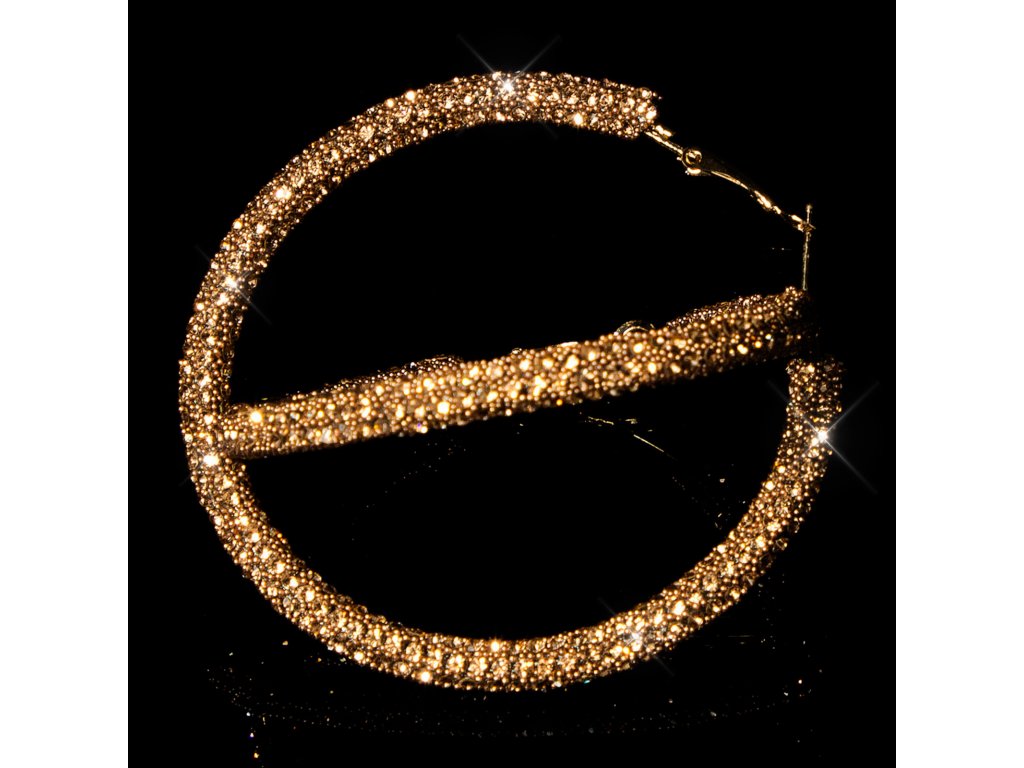 Elegantní kruhové náušnice s kamínky Shae bronzové