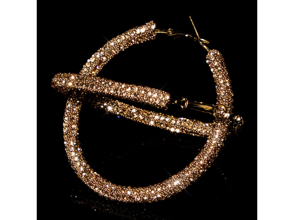 Elegantní kruhové náušnice s kamínky Shae bronzové