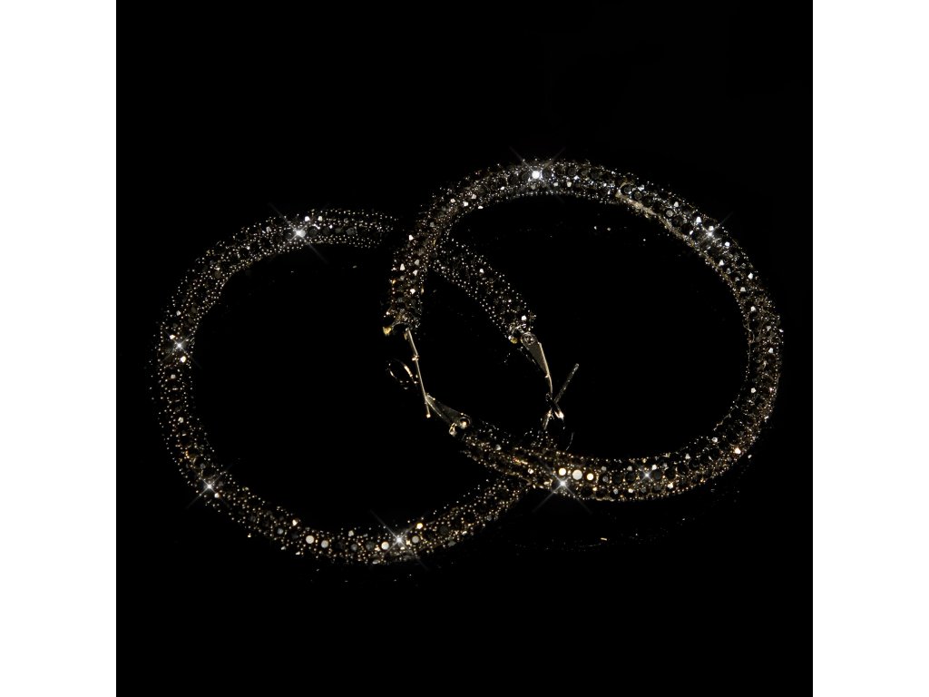Elegantní kruhové náušnice s kamínky Shae černé