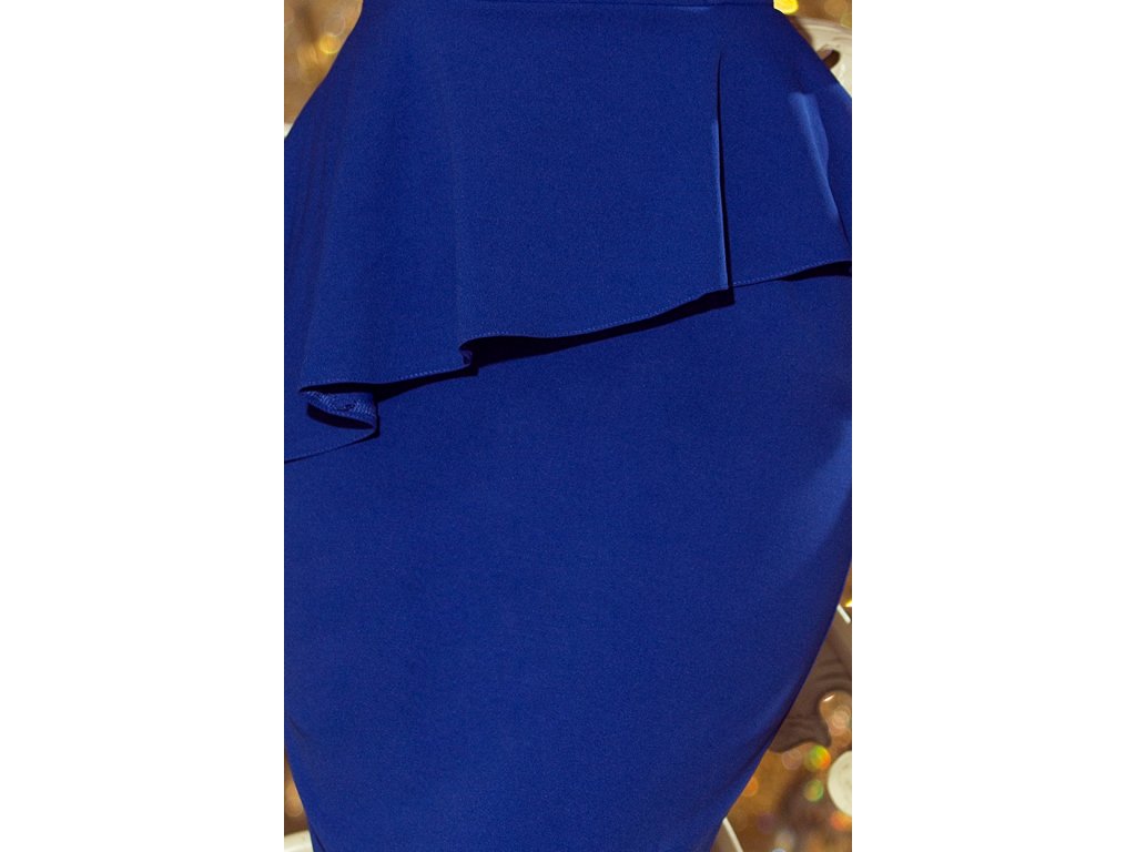 Elegantní midi šaty s volánkem Doris modré