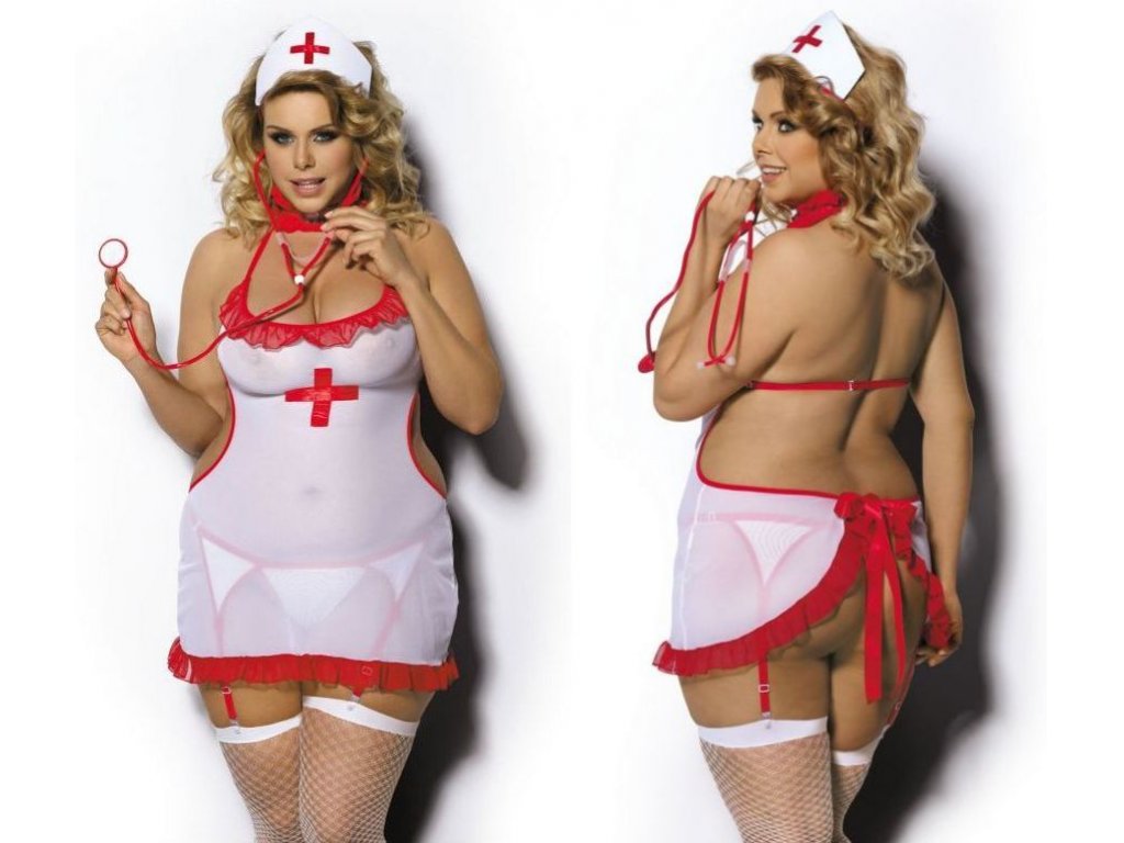 Erotický kostýmek zdravotní sestřičky Adelyna PLUS SIZE