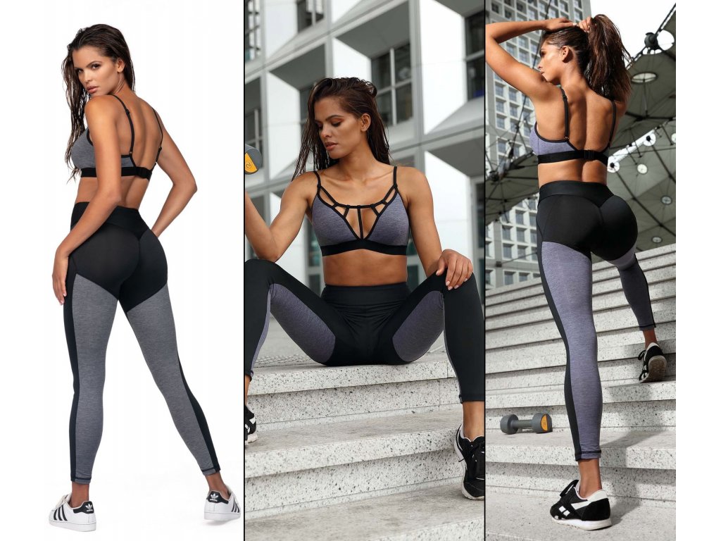 Fitness crop top Delila grafitový