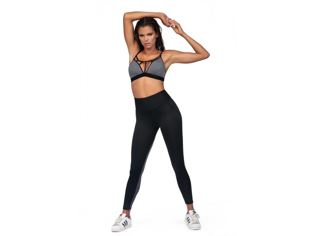 Fitness crop top Delila grafitový
