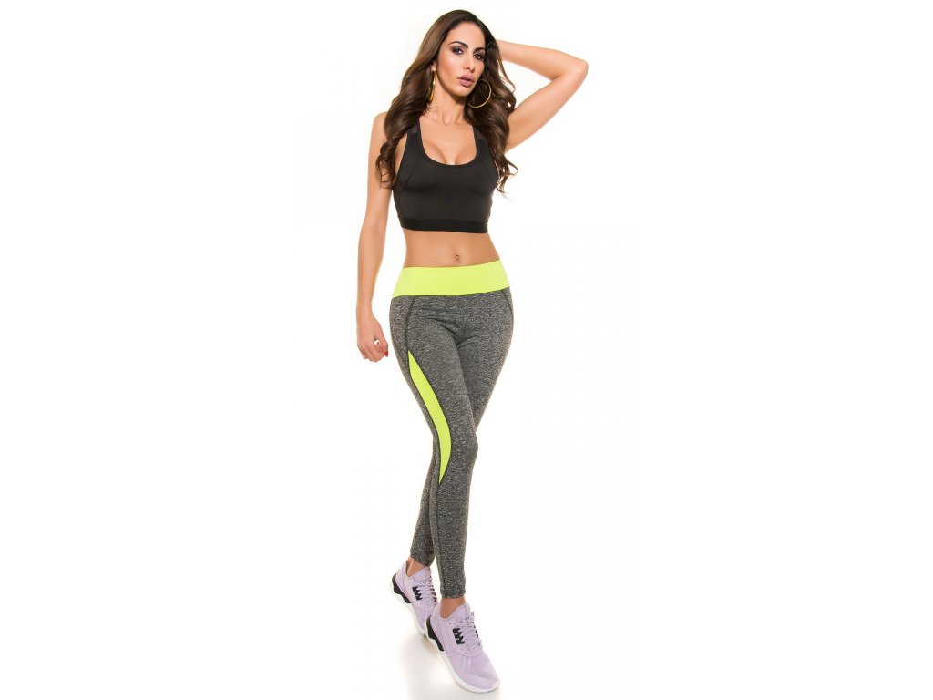 Fitness legíny Neonově žluté