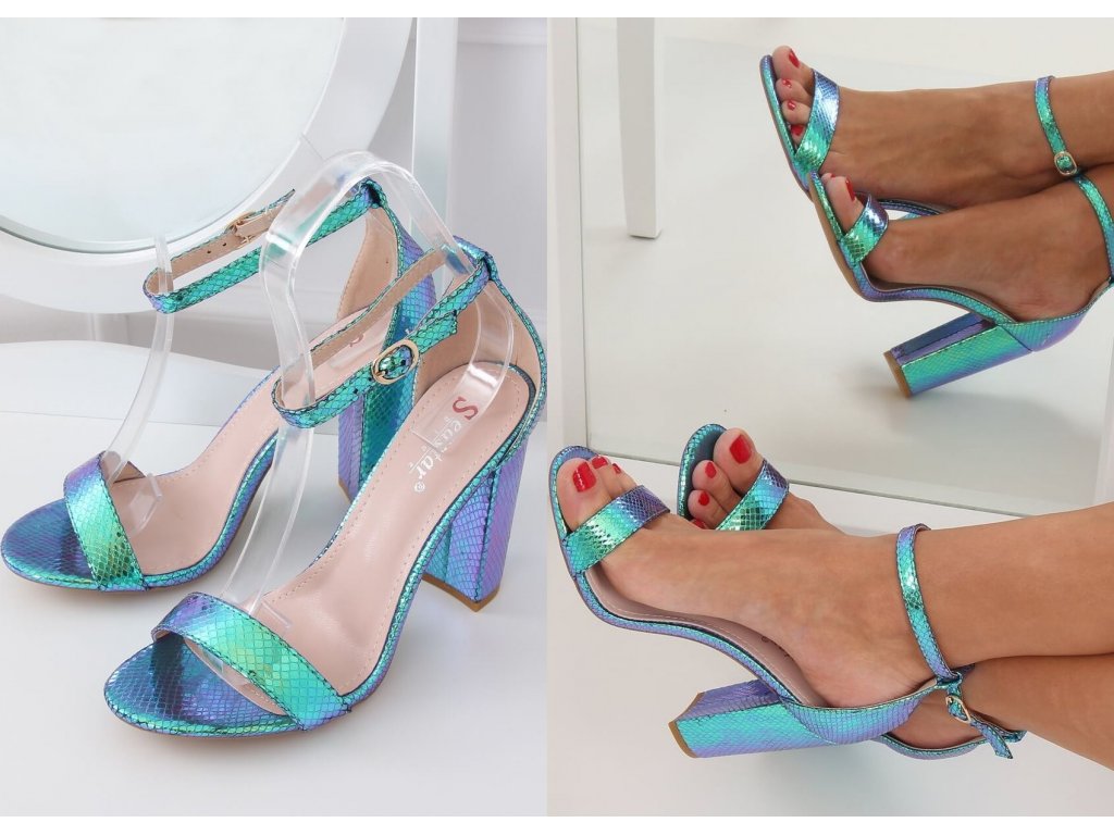 Hologramové sandály Alysha zelené/modré