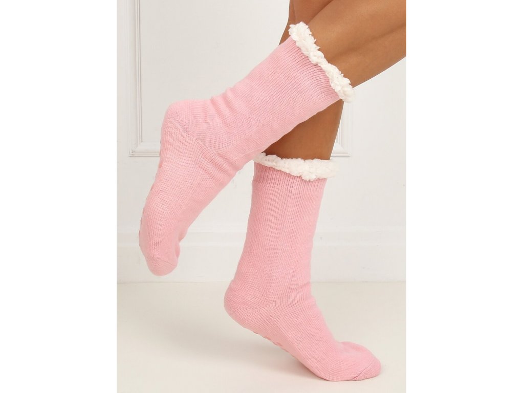 Jednobarevné ponožky s beránkem Aiah růžové