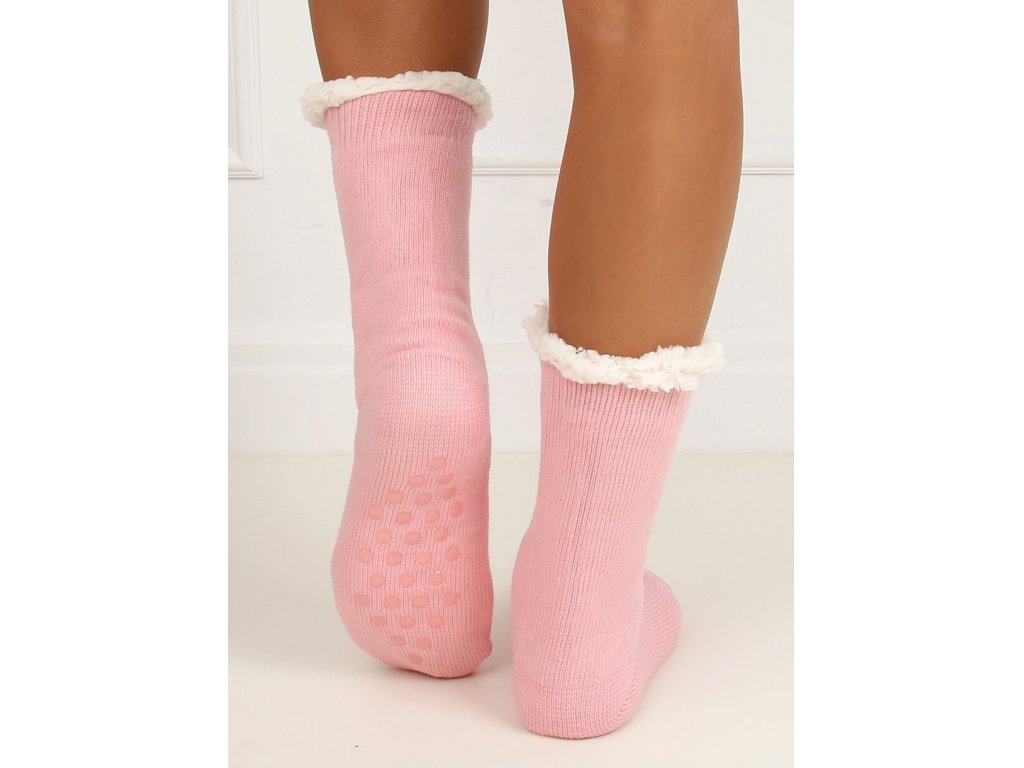 Jednobarevné ponožky s beránkem Aiah růžové