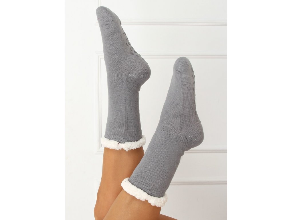 Jednobarevné ponožky s beránkem Aiah šedé