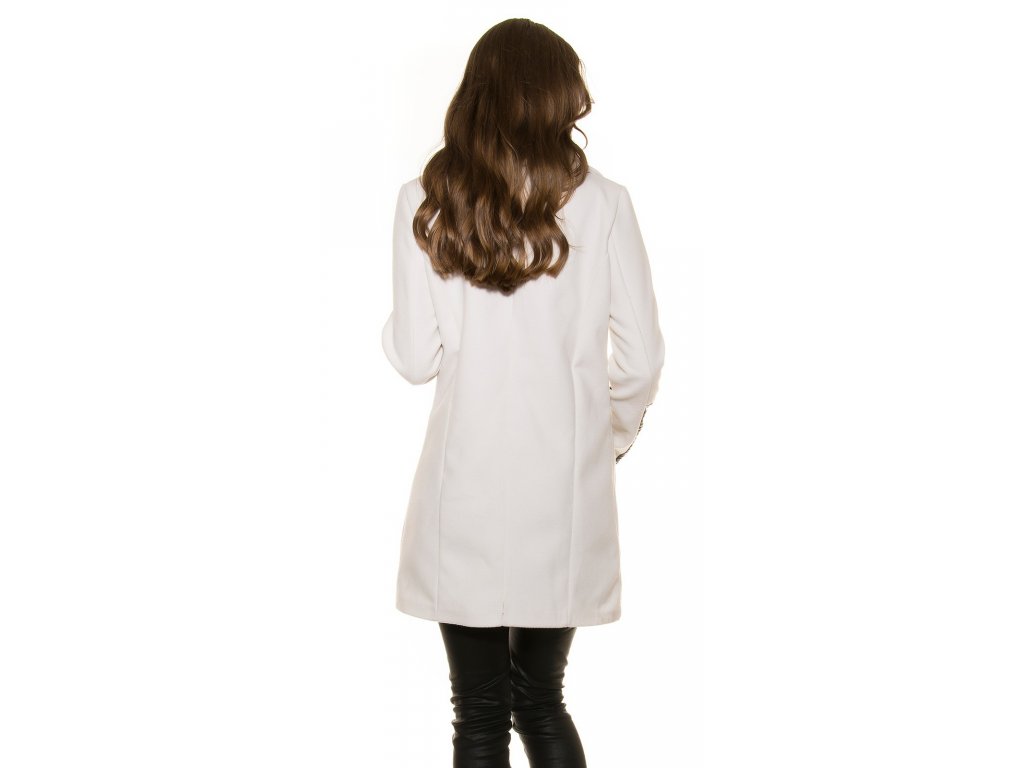 Kabát křivák s koženkovými prvky KouCla Bílý
