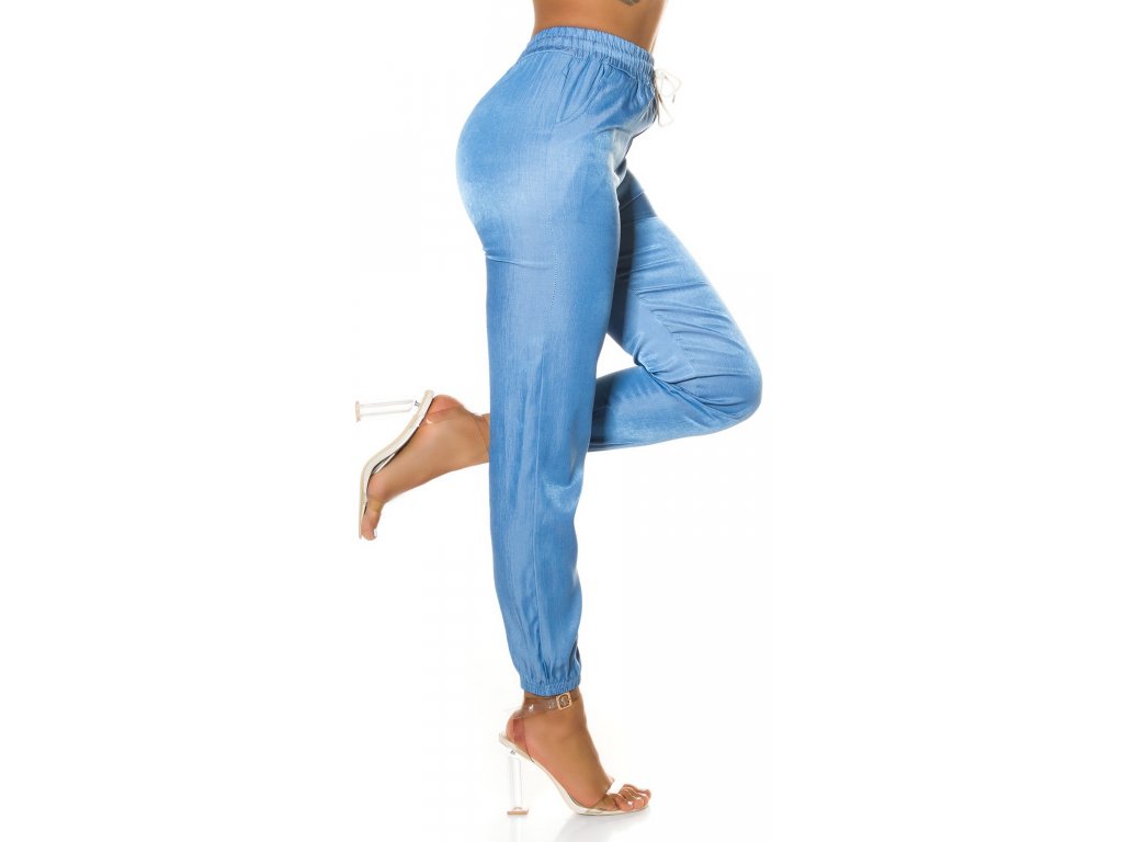 Kalhoty jogger Jayna džínově modré