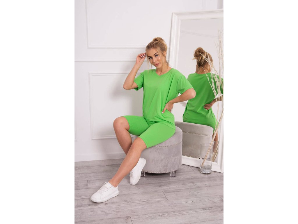 Komplet tričko + legínové kraťasy Susanne zelené