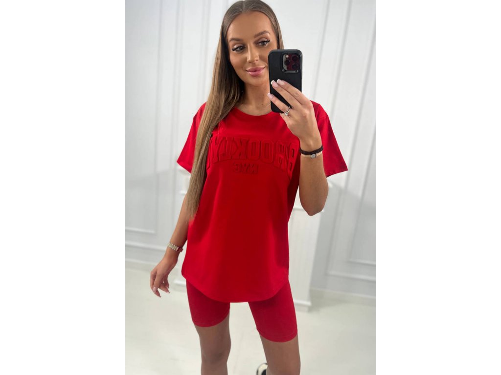 Komplet tričko + šortky Nessa červený