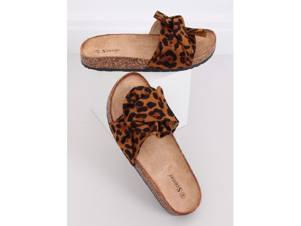 Korkové pantofle s mašlí Cassia leopardí