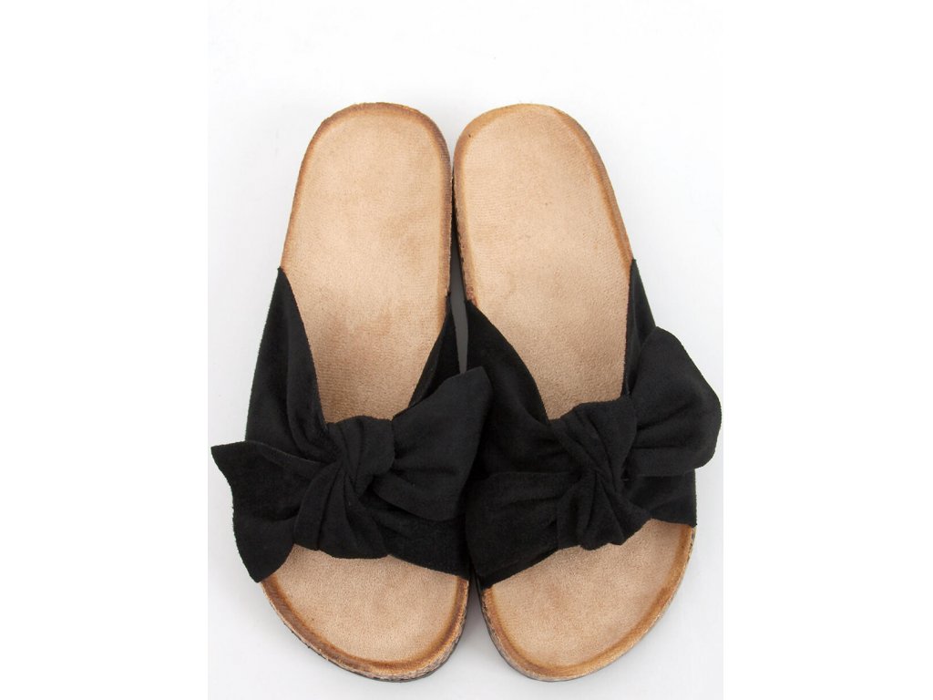 Korkové pantofle s mašlí Ileen černé