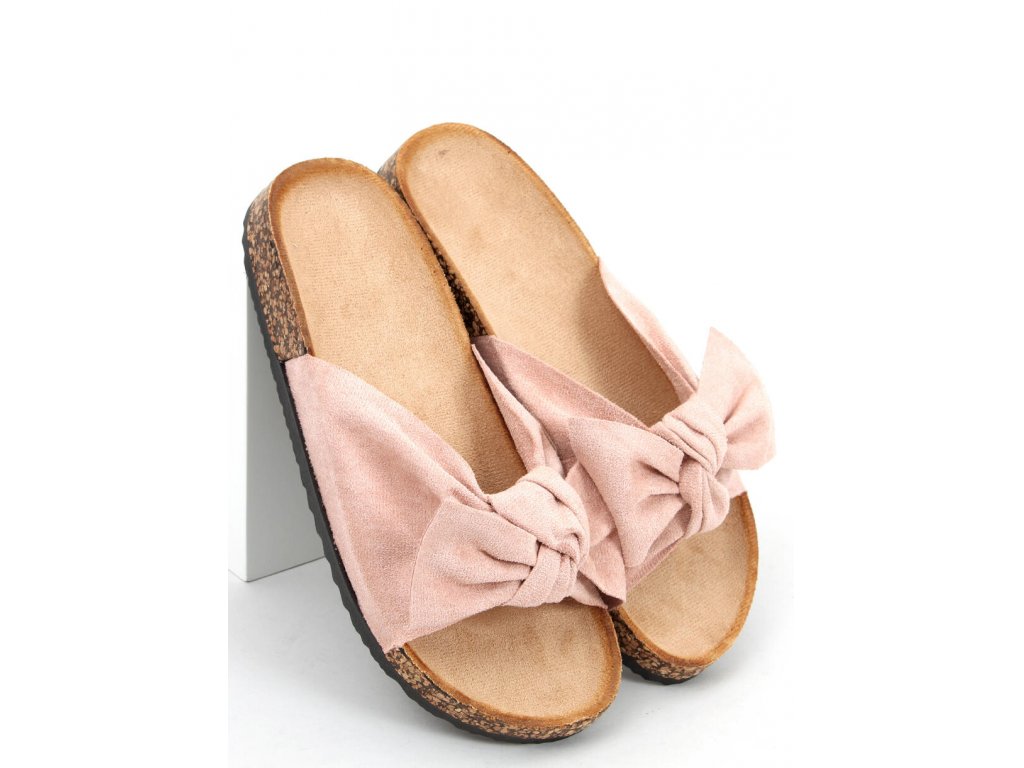 Korkové pantofle s mašlí Ileen růžové
