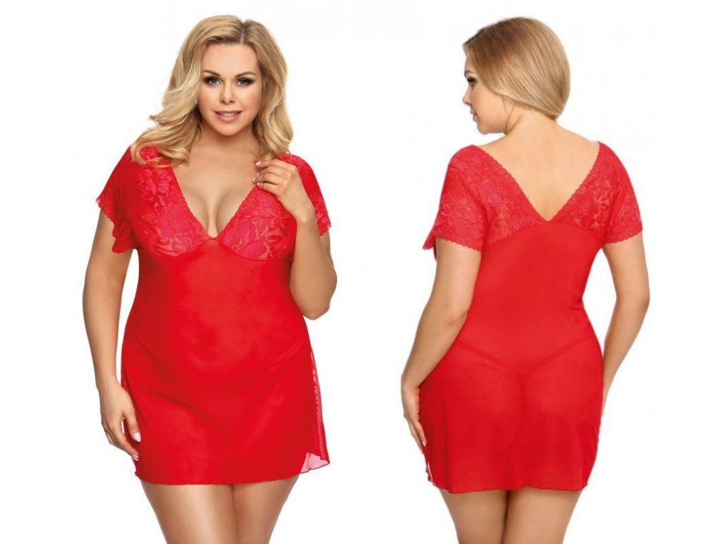Košilka s krajkou PLUS SIZE Sarina červená