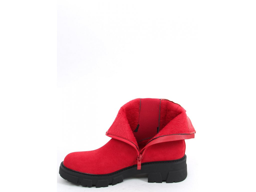 Kotníkové boty na vysoké podrážce Melle červené